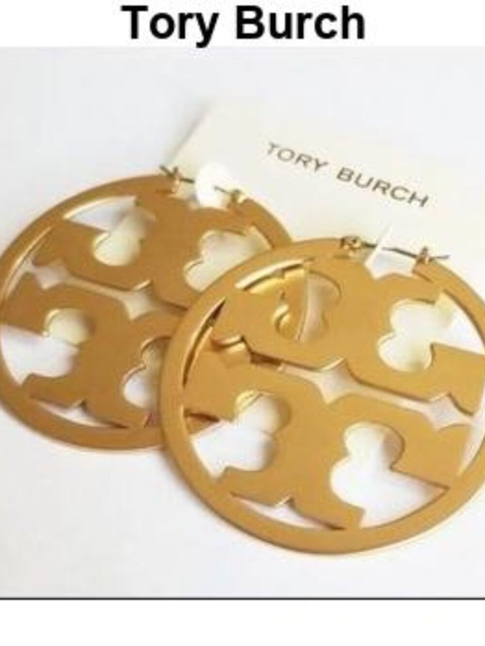 Tory Burch hoop earrings Tory Burch logo gold